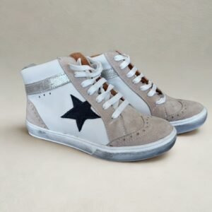 Zapatilla Caña Blanca Beige/Estrella Negra