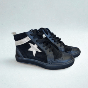 Zapatilla Negra Caña Estrella Dorada