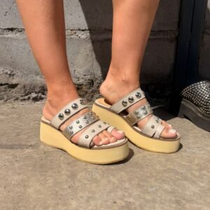 Sandalia Beige/Dorada Alta